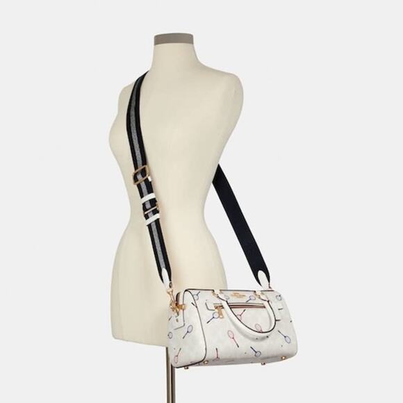Coach C8285 Rowan Satchel In Signature Canvas With Racquet Print In Chalk Multi - Picture 9 of 10